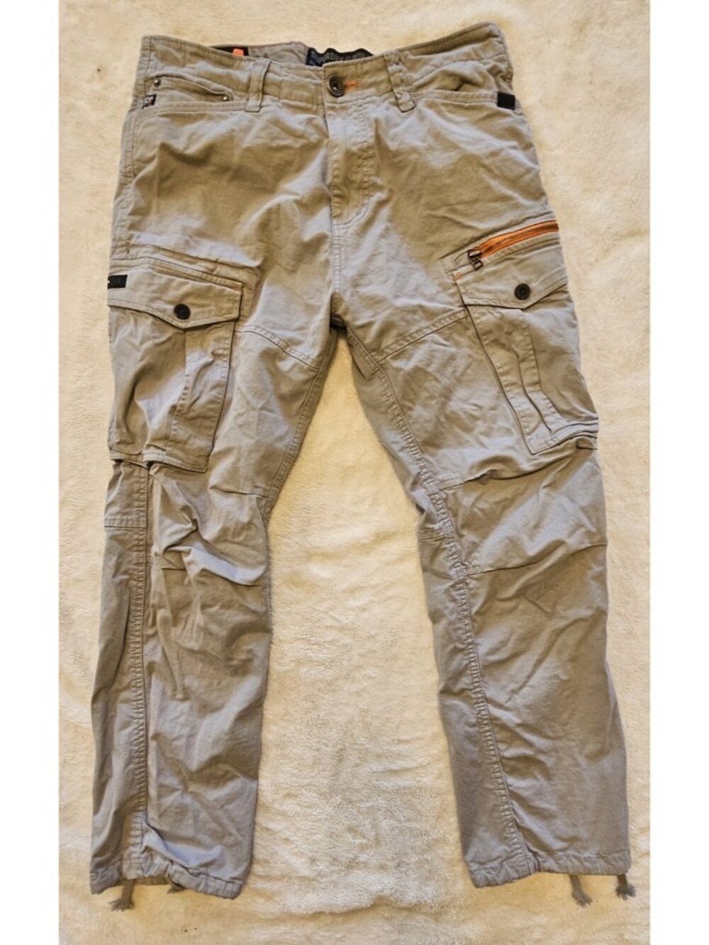SuperDry Cargo 04 straight Pants Men Size 34/32 * Actual (32/27) Khaki Utility
